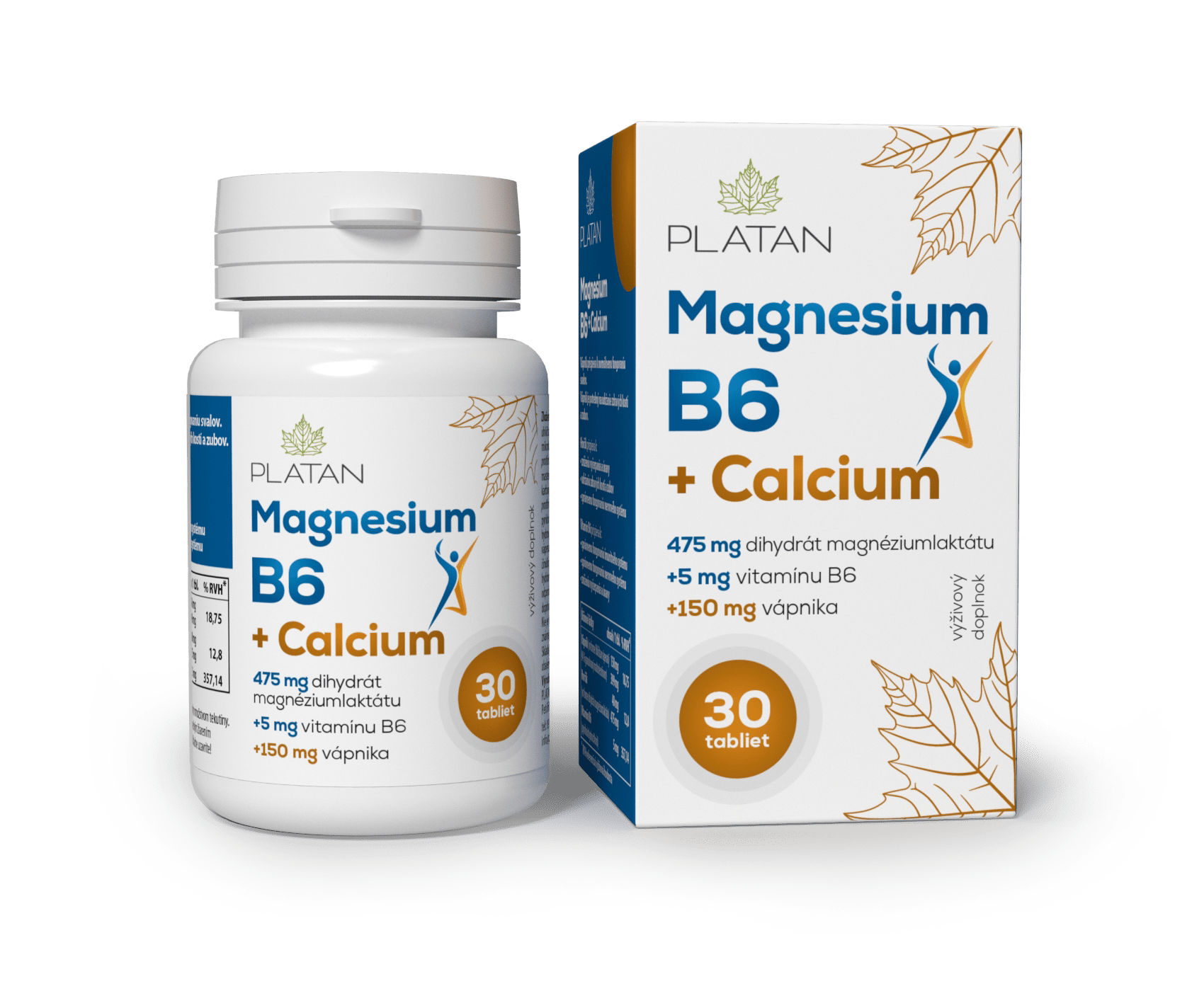 PLATAN Vitamín Magnesium B6 + Calcium tablety (30x)
