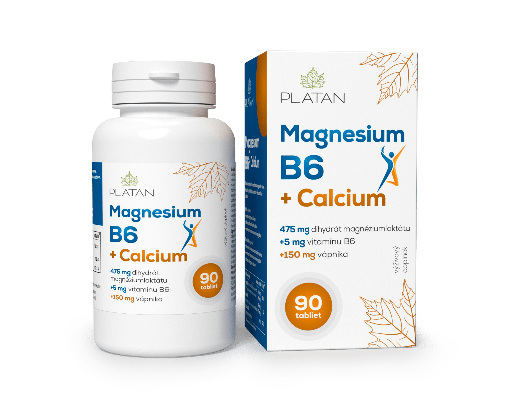 PLATAN Vitamín Magnesium B6 + Calcium tablety (90x)