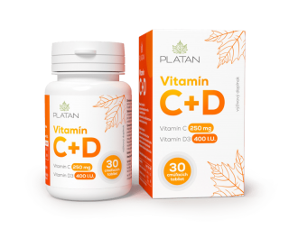 PLATAN Vitamín C+D - 250mg vitamín-C + 400 IU vitamín-D (30x)