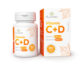 PLATAN Vitamín C+D - 250mg vitamín-C + 400 IU vitamín-D (90x)